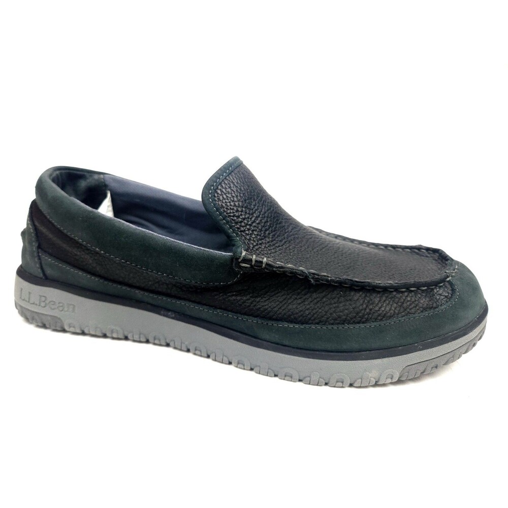L.L. Bean All Week Slipper Mocs Men’s 12 Medium Black Leather Lambs Fur Loafer